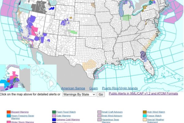 Advertencias por Clima Invernal en 8 Estados Con Hasta 24 Pulgadas de Nieve por Llegar NWS Map